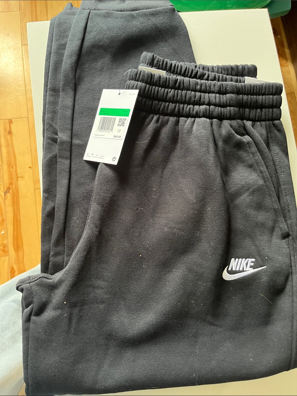 Nike Black Kids Fleece Joggers with White Logo